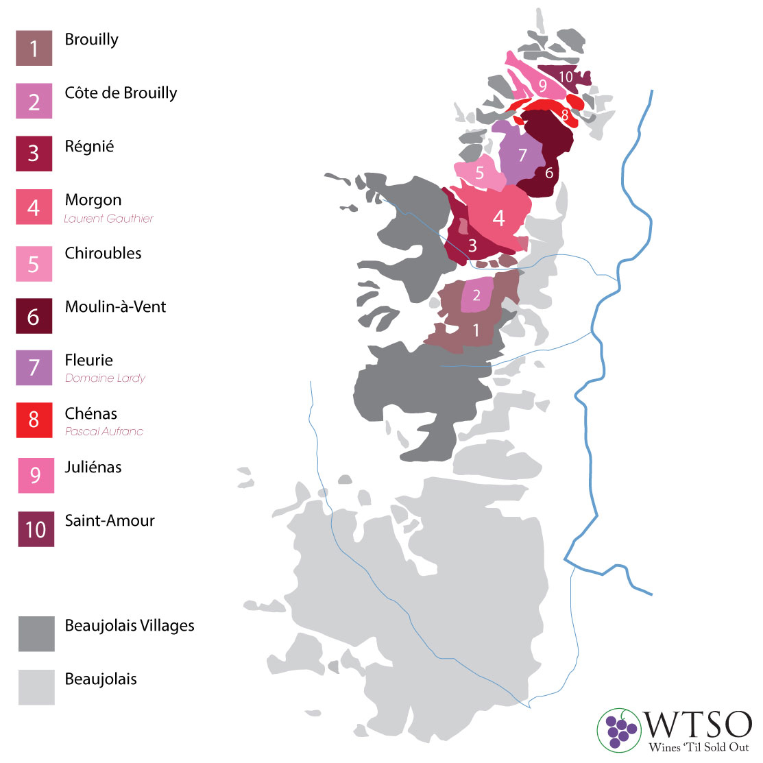 10 Crus Of Beaujolais - With Map - From The Vine